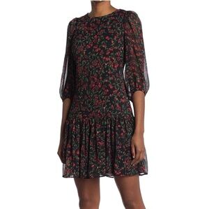 Calvin Klein Women's Sheath 3/4 Sleeve Floral Pleated Dress Size: 8